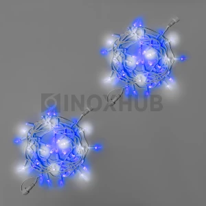 Светодиодная гирлянда INOXHUB Нить 10м, 100 LED, соединяемая, с мерцанием, 220В, IP65, белый резиновый провод 2.3мм, СИНЯЯ фото Иноксхаб