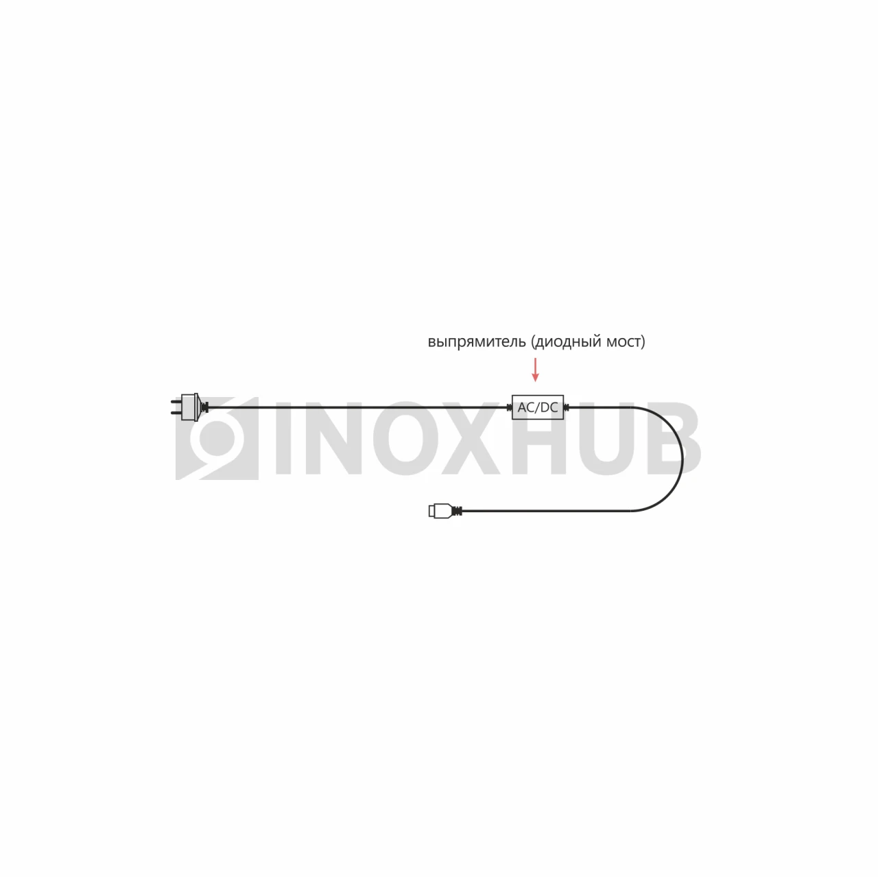 Блок питания 2А, 220В, 2-pin, 1.5м, БЕЛЫЙ провод, 100101 фото Иноксхаб