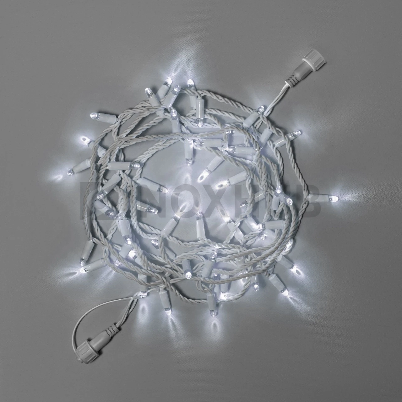 Светодиодная гирлянда INOXHUB Нить 10м, 100 LED, соединяемая, 220В, IP65, белый резиновый провод 2.3мм, БЕЛАЯ фото Иноксхаб