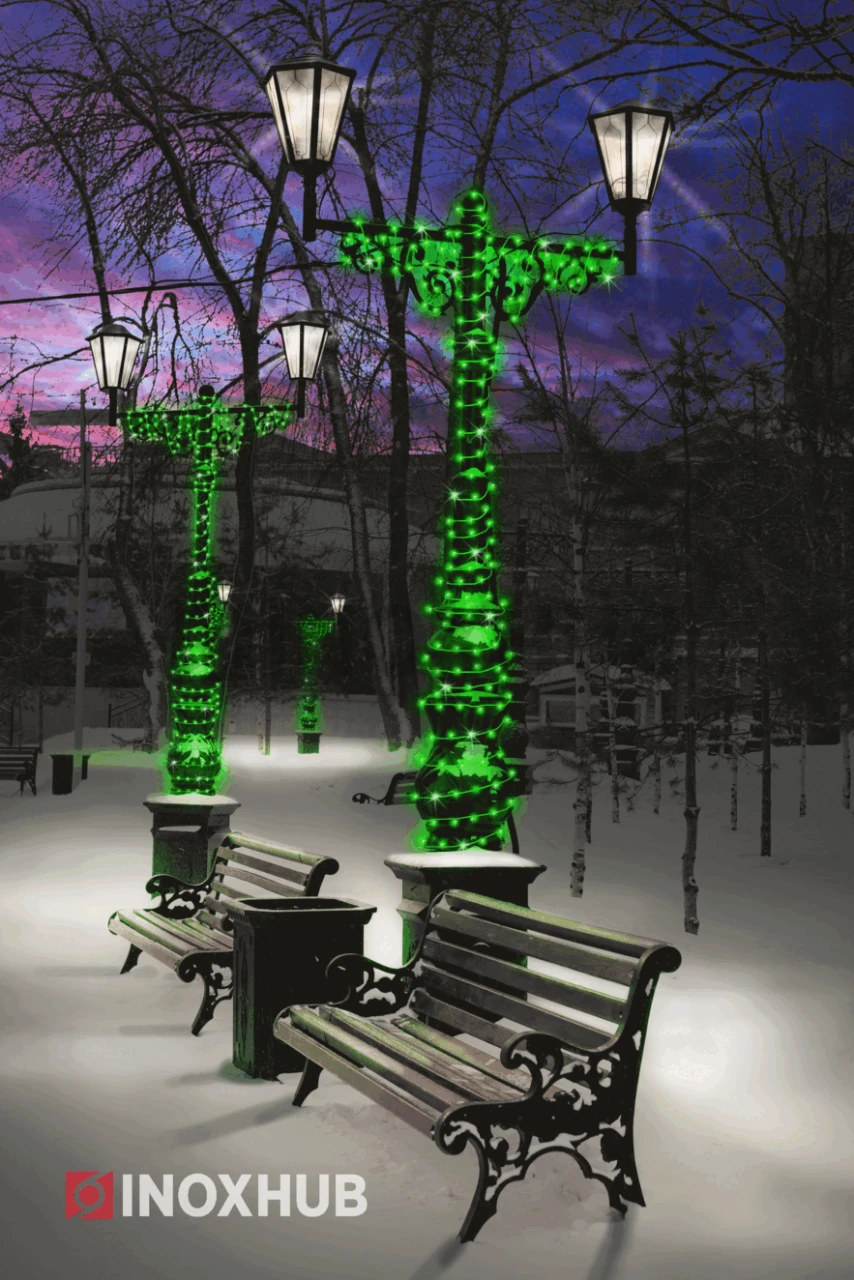 Нить 10м, мерцающая, 24В, IP65, белая резина 3.3мм, ЗЕЛЕНЫЙ, 011315 фото Иноксхаб