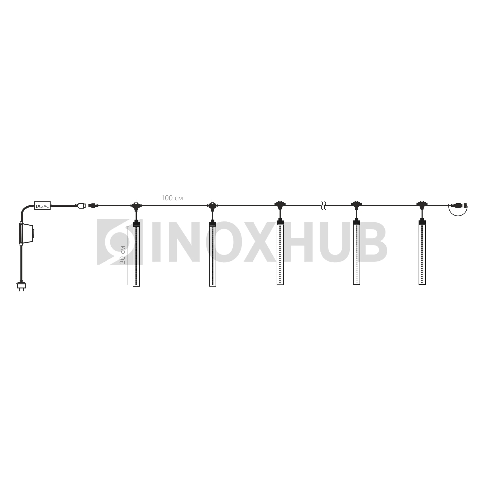 Комплект Тающие сосульки, 10 штук, 12В, IP65, 10X0.3м, чёрный ПВХ, БЕЛЫЙ, 040401 фото Иноксхаб